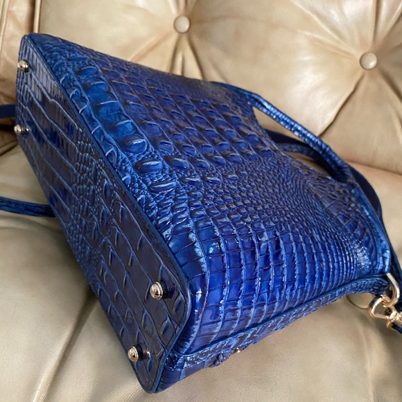 Brahmin Woven LEATHER Vista Blue Eldorado Elaine Bag Croc Tassel Charm - Picture 8 of 14